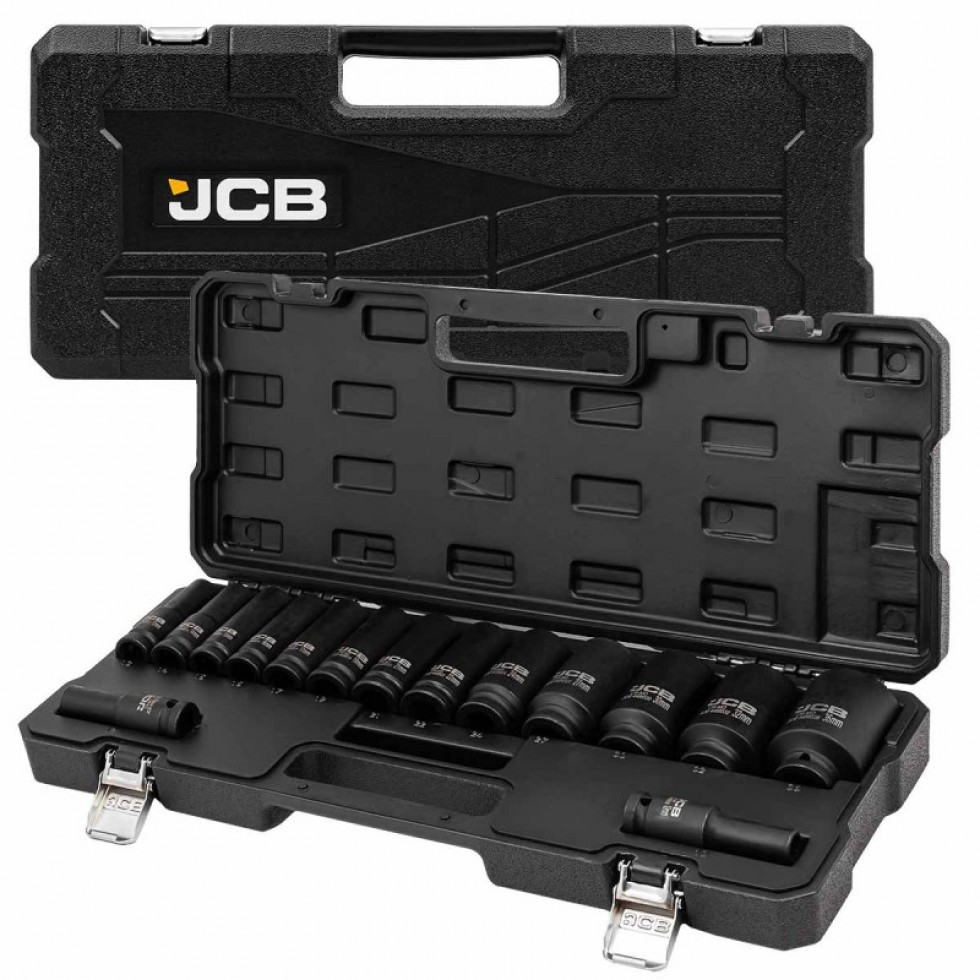 Дълбоки Ударни Вложки 1/2 12-стенни и 6-стенни 15 части 10-36мм JCB Дълбоки Ударни Вложки 1/2 12-стенни и 6-стенни 15 части 10-36мм JCB