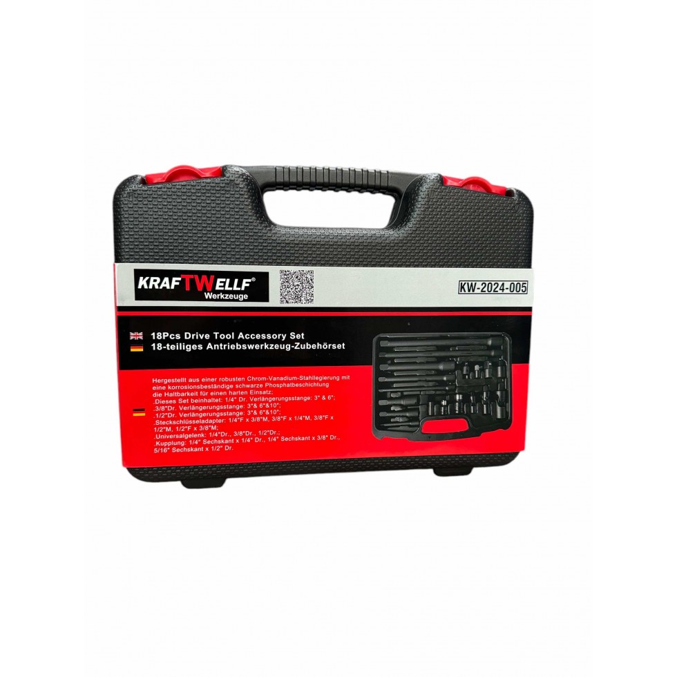 Немски Ударни Преходници и Удължения 18 части Комплект - 1/4 Немски Ударни Преходници и Удължения 18 части Комплект - 1/4