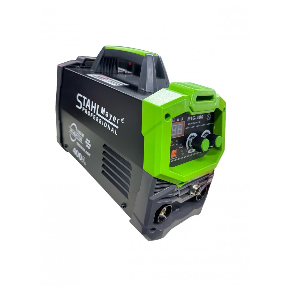 2в1 Електрожен с Телоподаващо 400А + Соларен Шлем Маска STAHLMAYER с Ролка модел: 2024