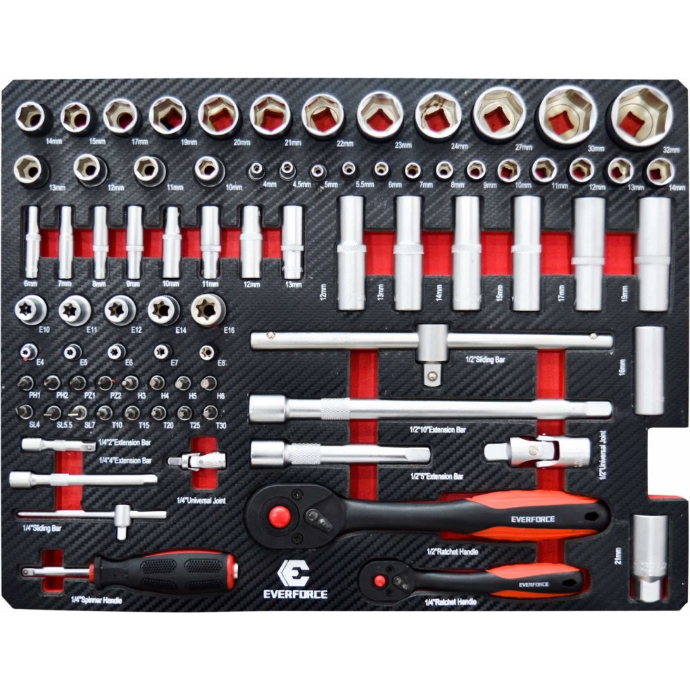 Професионална Количка с Инструменти 238 части Куфар EVERFORCE