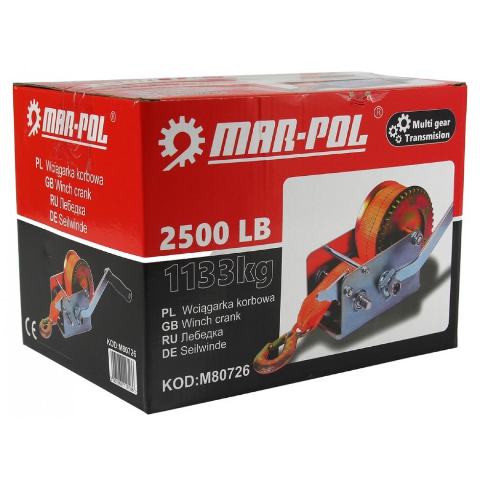 Полска Ръчна Лебедка с Колан 2500lb - 1133кг Mar-Pol Полска Ръчна Лебедка с Колан 2500lb - 1133кг Mar-Pol