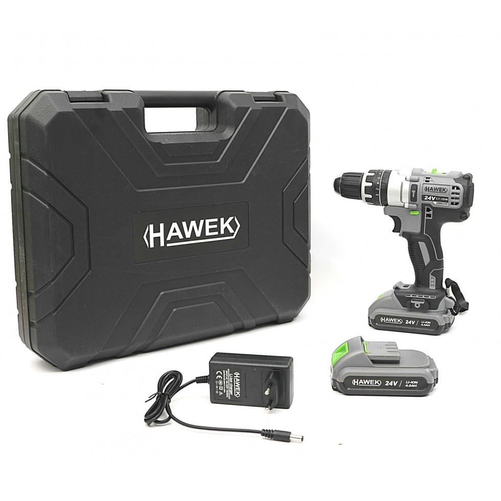 Акумулаторен Ударен Винтоверт 24V HAWEK Полша + 111 части Инструменти Акумулаторен Ударен Винтоверт 24V HAWEK Полша + 111 части Инструменти