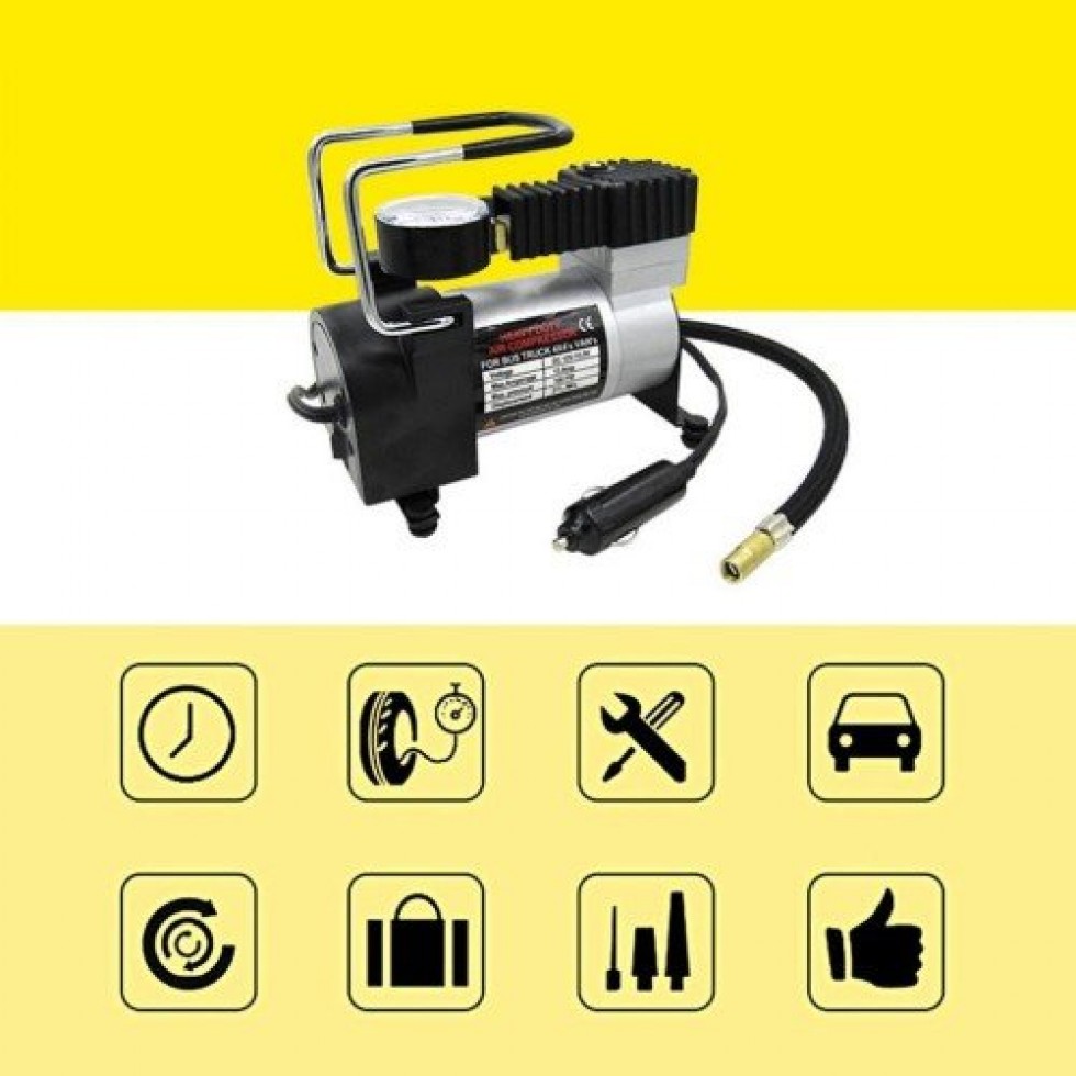 Компресор за Въздух с Метален Корпус и 150W вата мощност Компресор за Гуми Помпа
