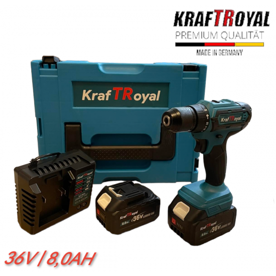 Безчетков Винтоверт 36V 8,0AH / Акумулаторна Ударен Безжична Бормашина KRAFT ROYAL 2 батерии Безчетков Винтоверт 36V 8,0AH / Акумулаторна Ударен Безжична Бормашина KRAFT ROYAL 2 батерии