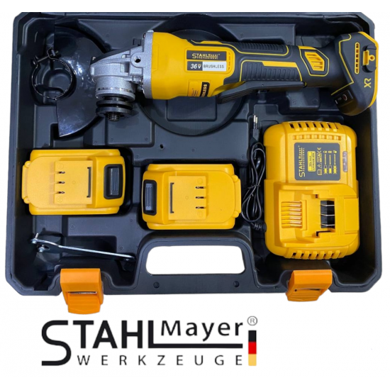 Акумулаторен Ъглошлайф 36V 8,0AH 125mm с ПОДАРЪК 3 броя диск за дърво