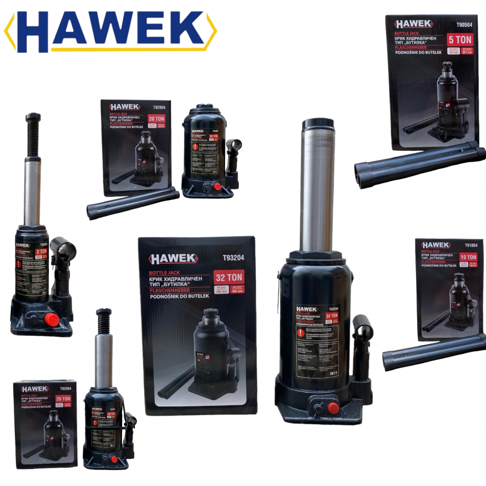 Полски Хидравличен Крик Тип Бутилка 2т. 3т. 5т. 10т. 20т. 32т. Тона HAWEK Полски Хидравличен Крик Тип Бутилка 2т. 3т. 5т. 10т. 20т. 32т. Тона HAWEK