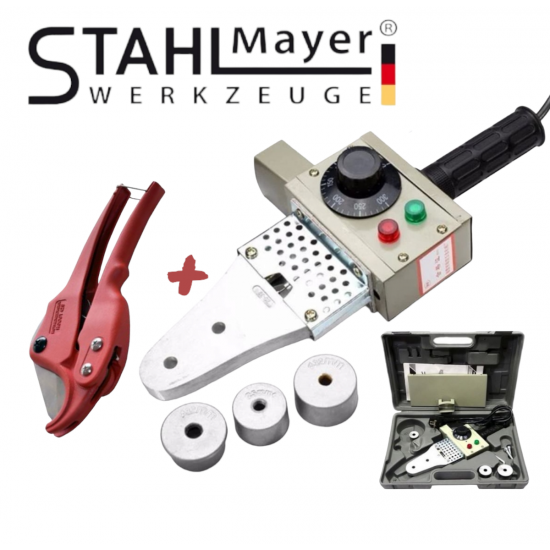 Поялник за Полипропилен PP-R Ф20-32мм Лепачка за ППР ТРЪБИ STAHLMAYER 900W + Ножица за рязане Поялник за Полипропилен PP-R Ф20-32мм Лепачка за ППР ТРЪБИ STAHLMAYER 900W + Ножица за рязане