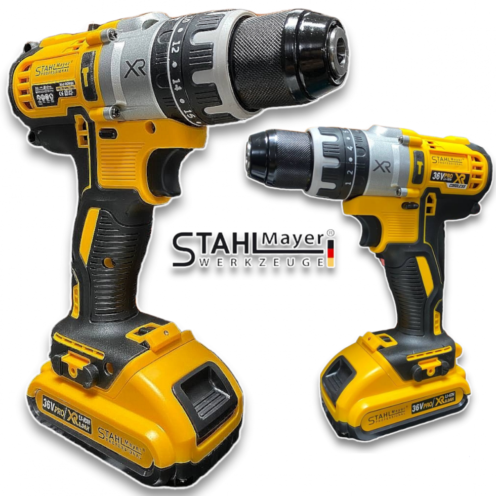 Акумулаторен Безчетков Ударен Винтоверт STAHL MAYER 36V 8AH + 40 части инструменти Акумулаторен Безчетков Ударен Винтоверт STAHL MAYER 36V 8AH + 40 части инструменти