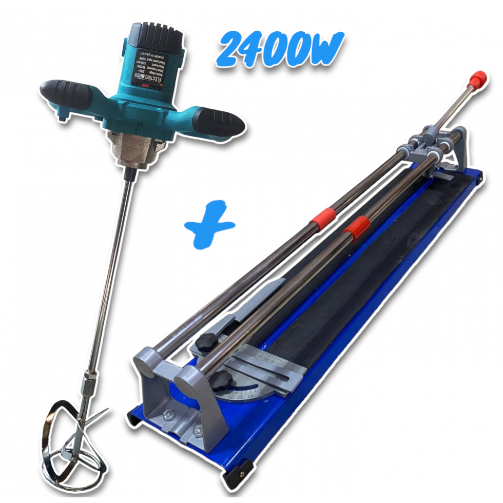 Релсова Машина за Рязане на Плочки 400мм HAWEK + Бъркалка за Бетон Цимент KRAFT 2400W Теракотмашина и Стройтелен Миксер Релсова Машина за Рязане на Плочки 400мм HAWEK + Бъркалка за Бетон Цимент KRAFT 2400W Теракотмашина и Стройтелен Миксер