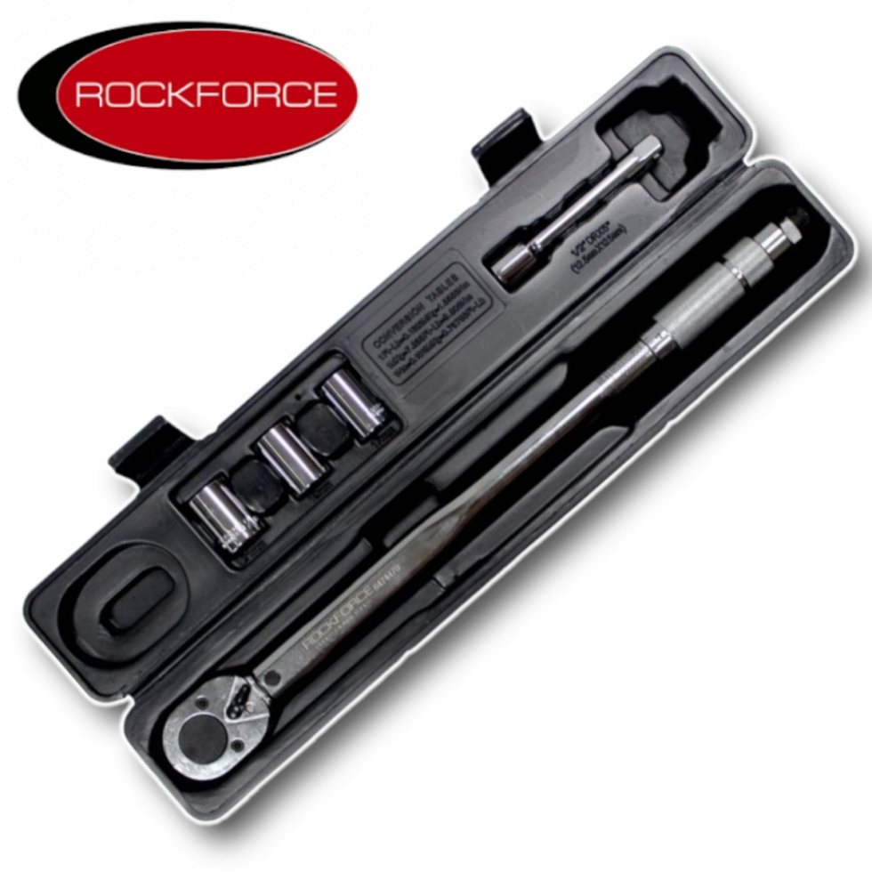 Динамометричен Ключ ROCKFORCE 1/2″ 40-210Nm. с Удължител и 3 броя вложки Динамометричен Ключ ROCKFORCE 1/2″ 40-210Nm. с Удължител и 3 броя вложки