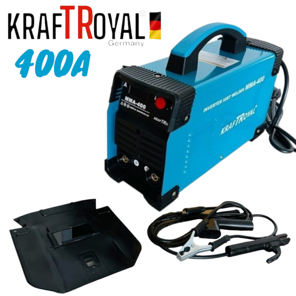 Инверторен Електрожен 400A KRAFTROYAL Заваръчен Апарат ММА с дисплей в Куфар Инверторен Електрожен 400A KRAFTROYAL Заваръчен Апарат ММА с дисплей в Куфар