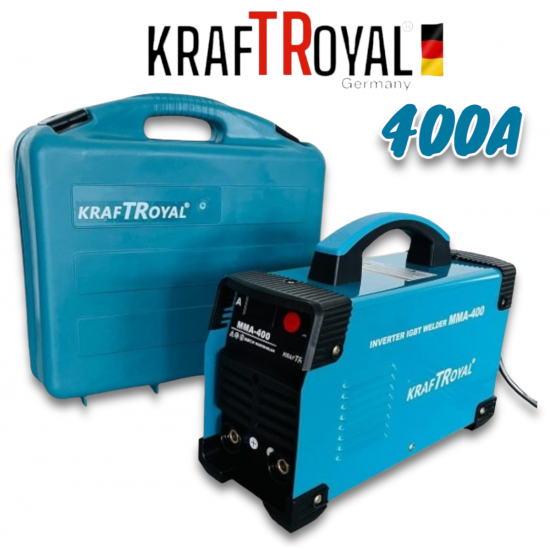 Инверторен Електрожен 400A KRAFTROYAL Заваръчен Апарат ММА с дисплей в Куфар