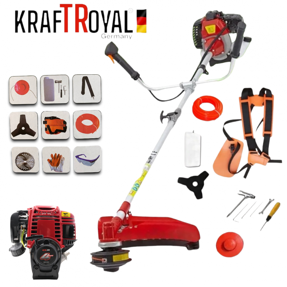 4-Тактов Четиритактов Бензинов Тример KRAFT ROYAL 74cc Кубика Косачка за Трева Храсторез 4-Тактов Четиритактов Бензинов Тример KRAFT ROYAL 74cc Кубика Косачка за Трева Храсторез