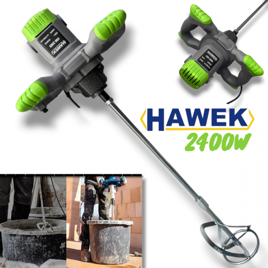 Електрическа Бъркалка за Бетон Лепило Цимент и др. Стройтелен Миксер HAWEK Полша 2400W Електрическа Бъркалка за Бетон Лепило Цимент и др. Стройтелен Миксер HAWEK Полша 2400W