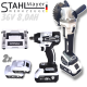 2в1 Акумулаторна Ъглошлайф 125мм и Акумулаторен Ударен Гайковерт (Импакт) Безчетков 36V 8,0AH STAHLMAYER 2 Батерии 2в1 Акумулаторна Ъглошлайф 125мм и Акумулаторен Ударен Гайковерт (Импакт) Безчетков 36V 8,0AH STAHLMAYER 2 Батерии
