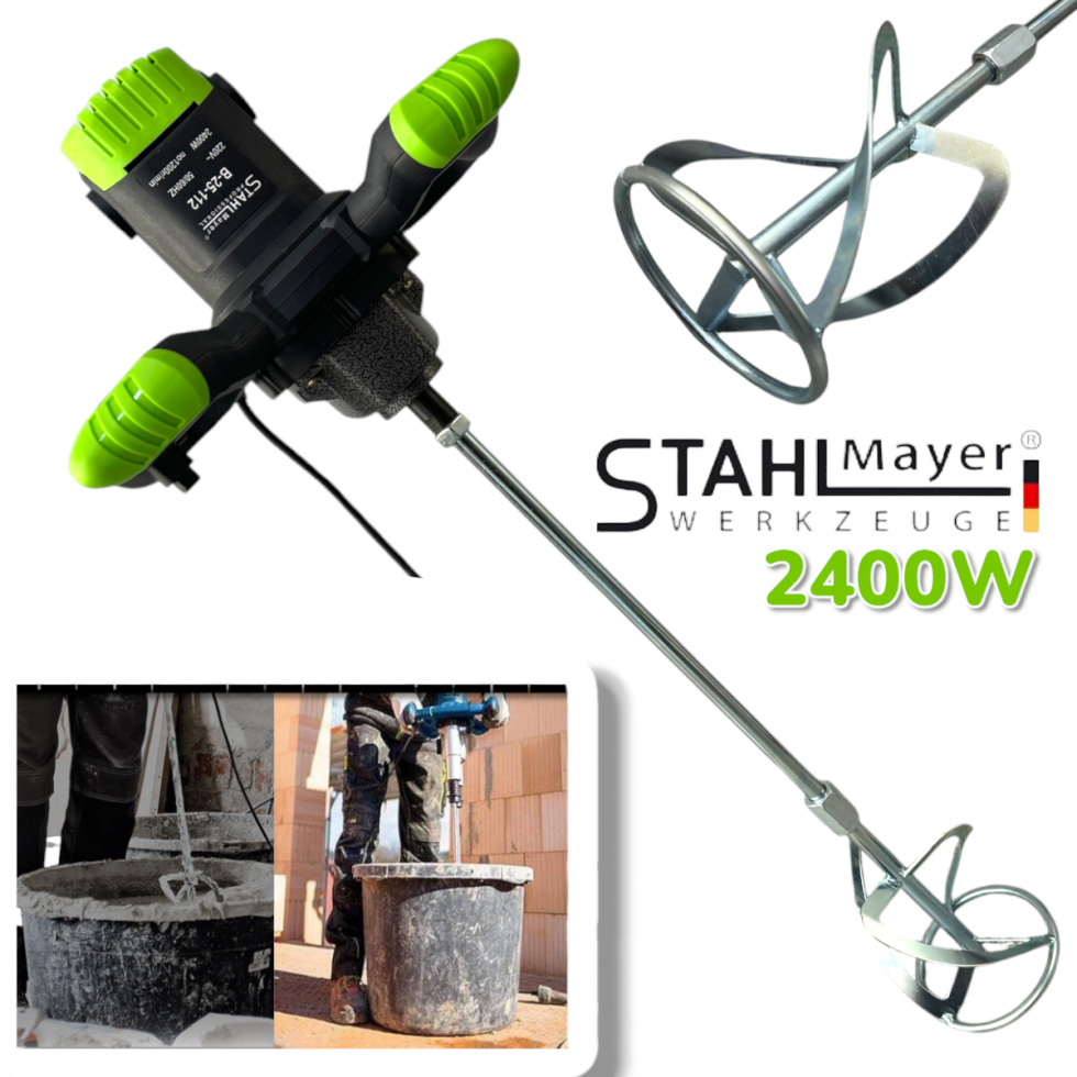 Строителен Миксер за Бетон Бъркалка за Цимент Електрическа Бетон STAHLMAYER 2400W Строителен Миксер за Бетон Бъркалка за Цимент Електрическа Бетон STAHLMAYER 2400W