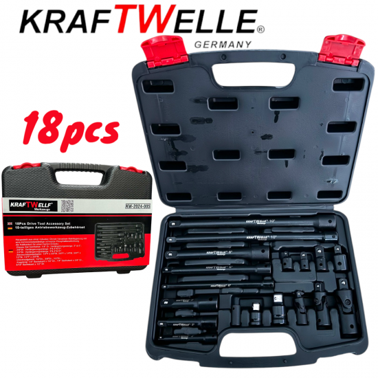 Немски Ударни Преходници и Удължения 18 части Комплект -  1/4