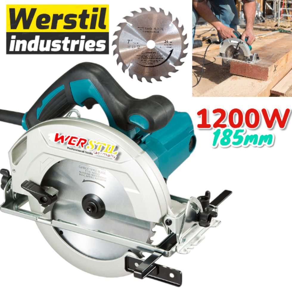 Ръчен Електрически Циркуляр WERSTIL 1200W диск 185мм Ръчен Електрически Циркуляр WERSTIL 1200W диск 185мм