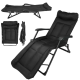 Шезлонг Тип Походно Легло Черен и Сив до 200кг Шезлонг Тип Походно Легло Черен и Сив до 200кг