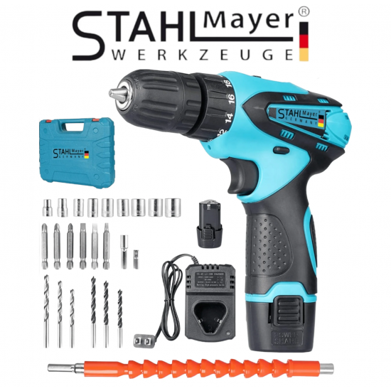 Акумулаторен Двускоростен Винтоверт STAHL MAYER 24V + Накрайници