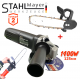 Електрически Ъглошлайф STAHLMAYER 125мм 1400W + Приставка за Шлайф Кастрачка Резачка за Дърва флекс Електрически Ъглошлайф STAHLMAYER 125мм 1400W + Приставка за Шлайф Кастрачка Резачка за Дърва флекс