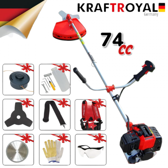 Бензинов Тример за Трева KRAFT ROYAL 74 куб. + 8 ПОДАРЪКА Бензинова Косачка