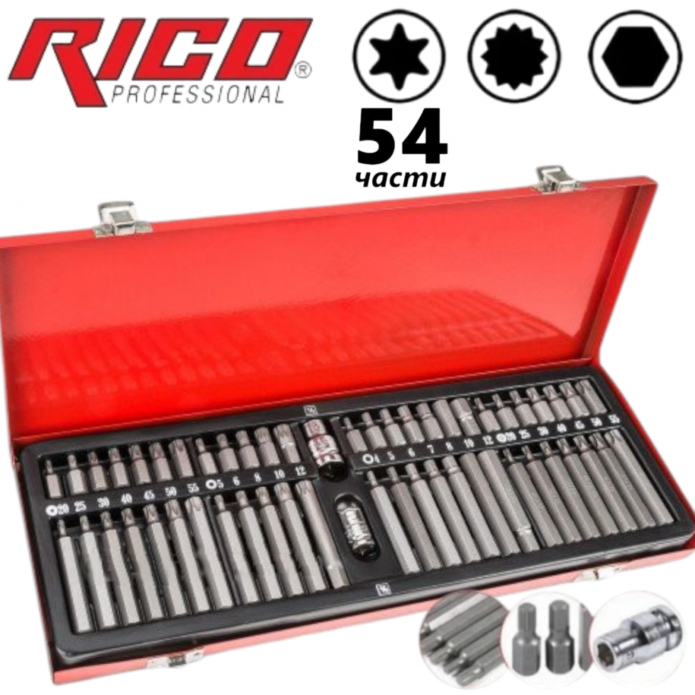 Битове Комплект Накрайници за Гедоре Rico 54 части 3/8 1/2 Рико