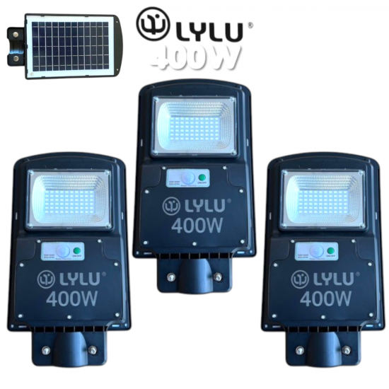 Улична Соларна LED Лампа със сензор LYLU 400W Прожектор 3 БРОЯ Улична Соларна LED Лампа със сензор LYLU 400W Прожектор 3 БРОЯ