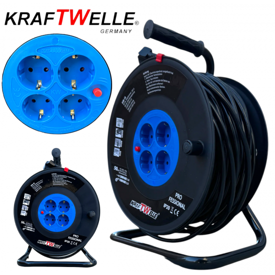 Немска Макара за Маркуч Стойка за Градински Маркуч 50 метра с Контакт KRAFTWELLE