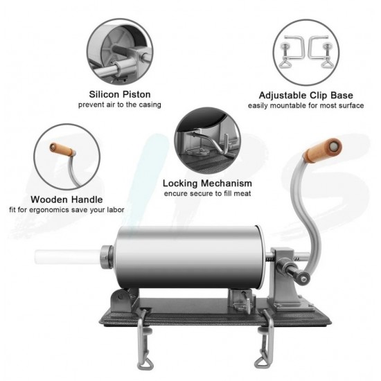 Унгарска Пълначка за Месо Наденички Кайма - Хоризонтална 4 литра с Дървен и Метален Плот Унгарска Пълначка за Месо Наденички Кайма - Хоризонтална 4 литра с Дървен и Метален Плот