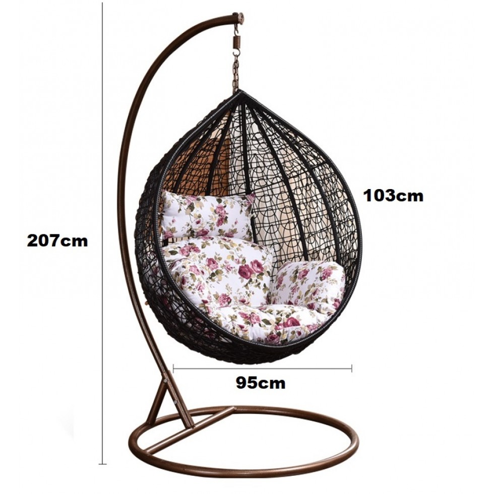 Висящ Градински Ратанов Стол - Люлка Comfort до 200кг бял и кафяв Висящ Градински Ратанов Стол - Люлка Comfort до 200кг бял и кафяв