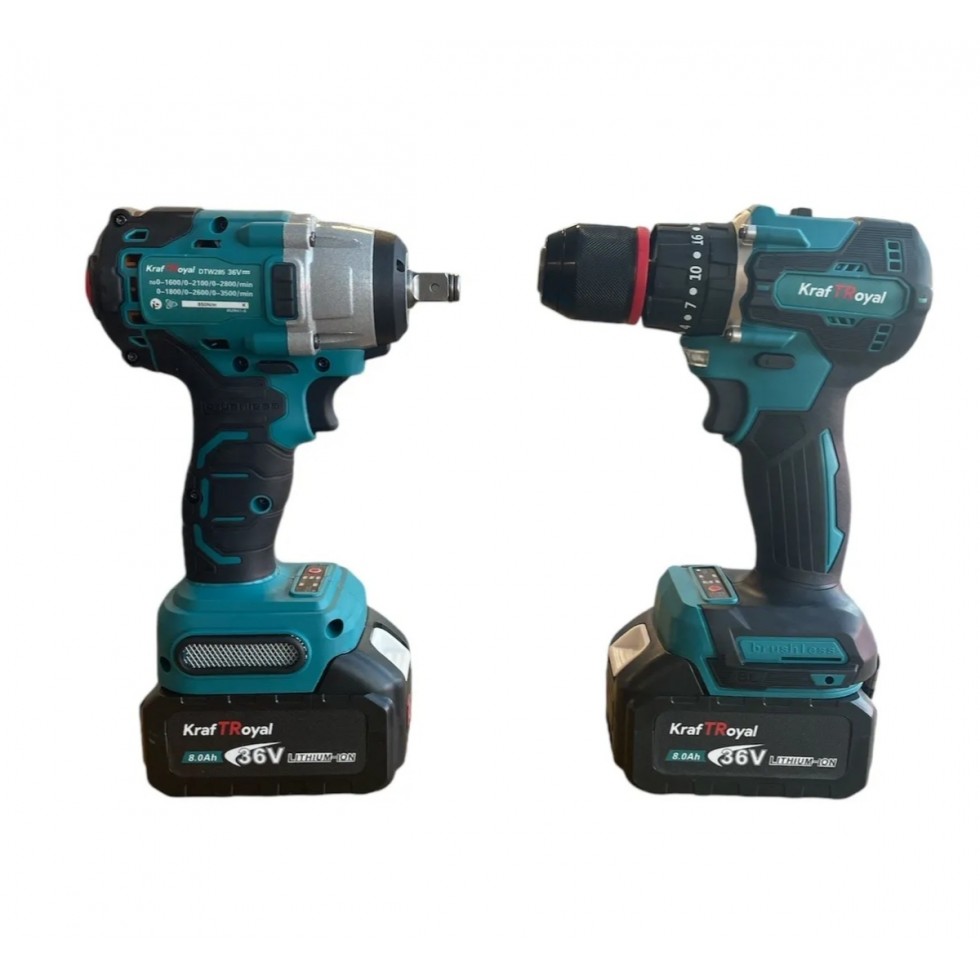 Винтоверт и Гайковерт Комбиниран 2в1 Акумулаторен Комплект 36V 8,0AH KRAFTROYAL 2 Батерии в Куфар Винтоверт и Гайковерт Комбиниран 2в1 Акумулаторен Комплект 36V 8,0AH KRAFTROYAL 2 Батерии в Куфар