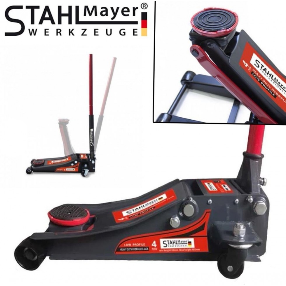 Нископрофилен Крик 4 тона Крокодил STAHLMAYER 83-465мм с две помпи Нископрофилен Крик 4 тона Крокодил STAHLMAYER 83-465мм с две помпи