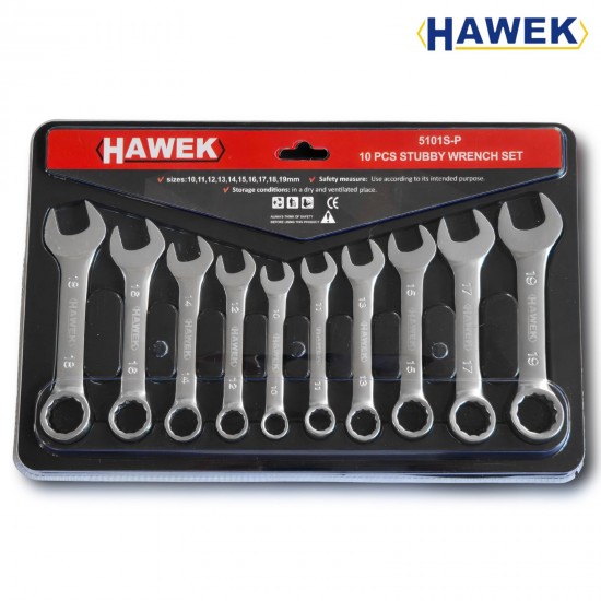 КОМПЛЕКТ КЪСИ ЗВЕЗДОГАЕЧНИ КЛЮЧОВЕ 10-19мм HAWEK
