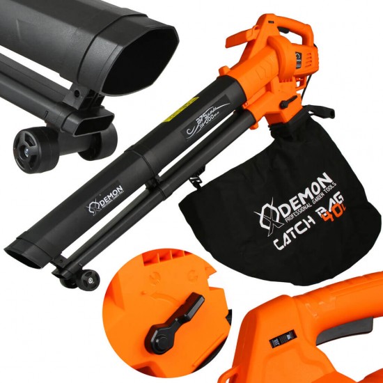 Мощен Електрически Листосъбирач Духалка с три режима Събиране Издухване и Раздробяване DEMON + Втора Фуния Мощен Електрически Листосъбирач Духалка с три режима Събиране Издухване и Раздробяване DEMON + Втора Фуния