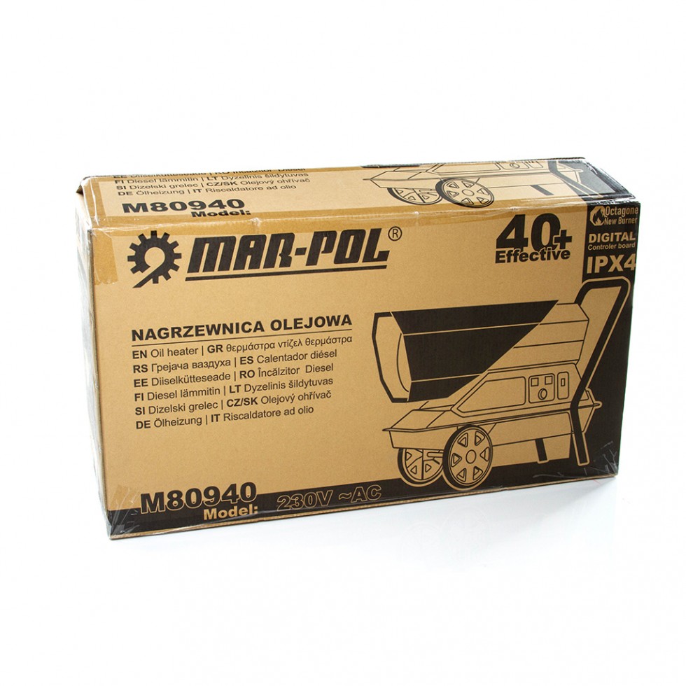 Дизелов Калорифер MAR-POL 40 kW, 720 м³/час, 19 литра, LCD дисплей, термостат и регулатор Маслен Нагревател ПОЛША Дизелов Калорифер MAR-POL 40 kW, 720 м³/час, 19 литра, LCD дисплей, термостат и регулатор Маслен Нагревател ПОЛША