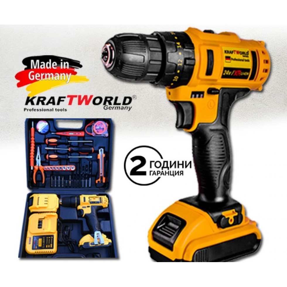 Безжичен Винтоверт KRAFT 36V 8,0AH + Гедоре 108 части Безжичен Винтоверт KRAFT 36V 8,0AH + Гедоре 108 части