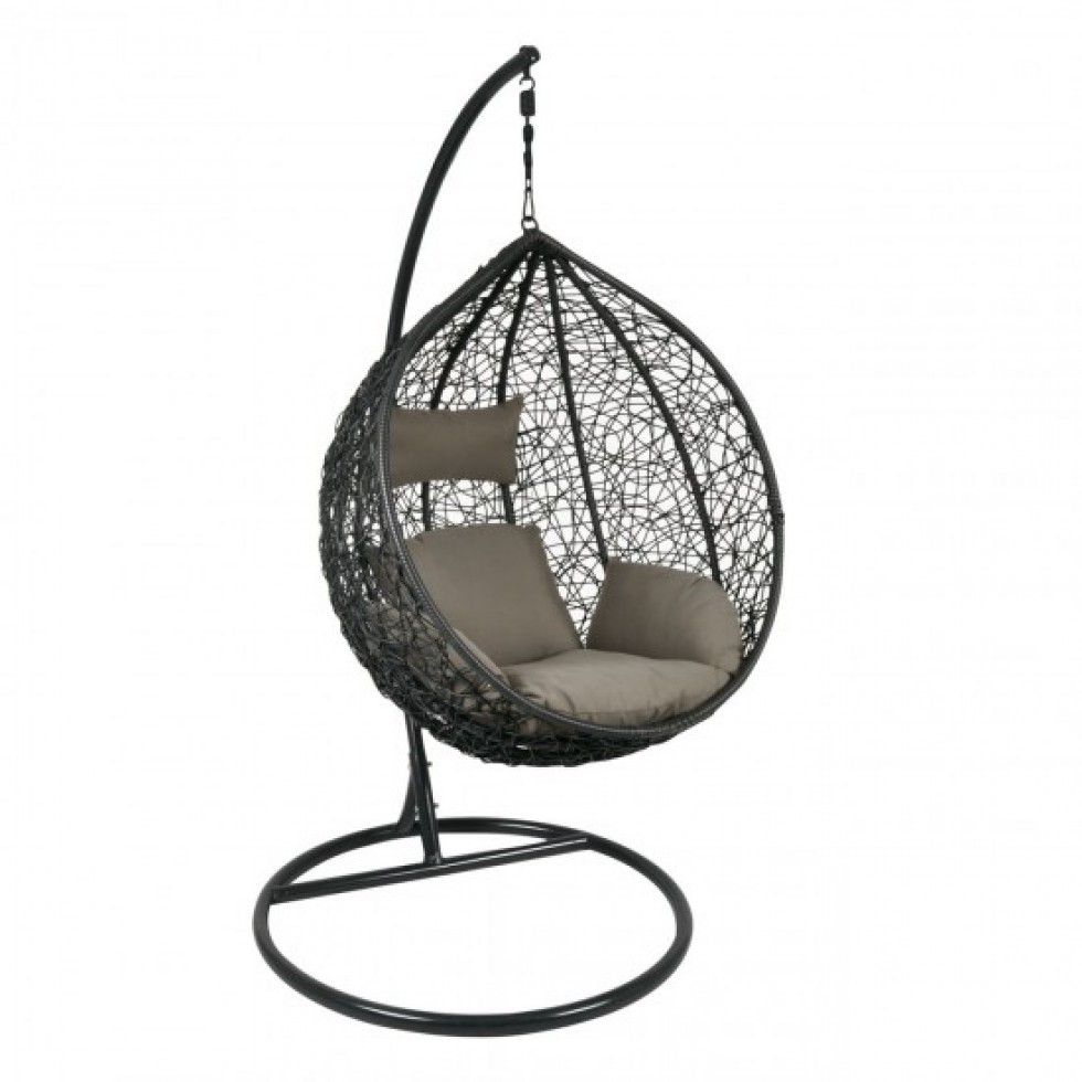 Висящ Градински Ратанов Стол - Люлка Comfort до 200кг бял и кафяв Висящ Градински Ратанов Стол - Люлка Comfort до 200кг бял и кафяв