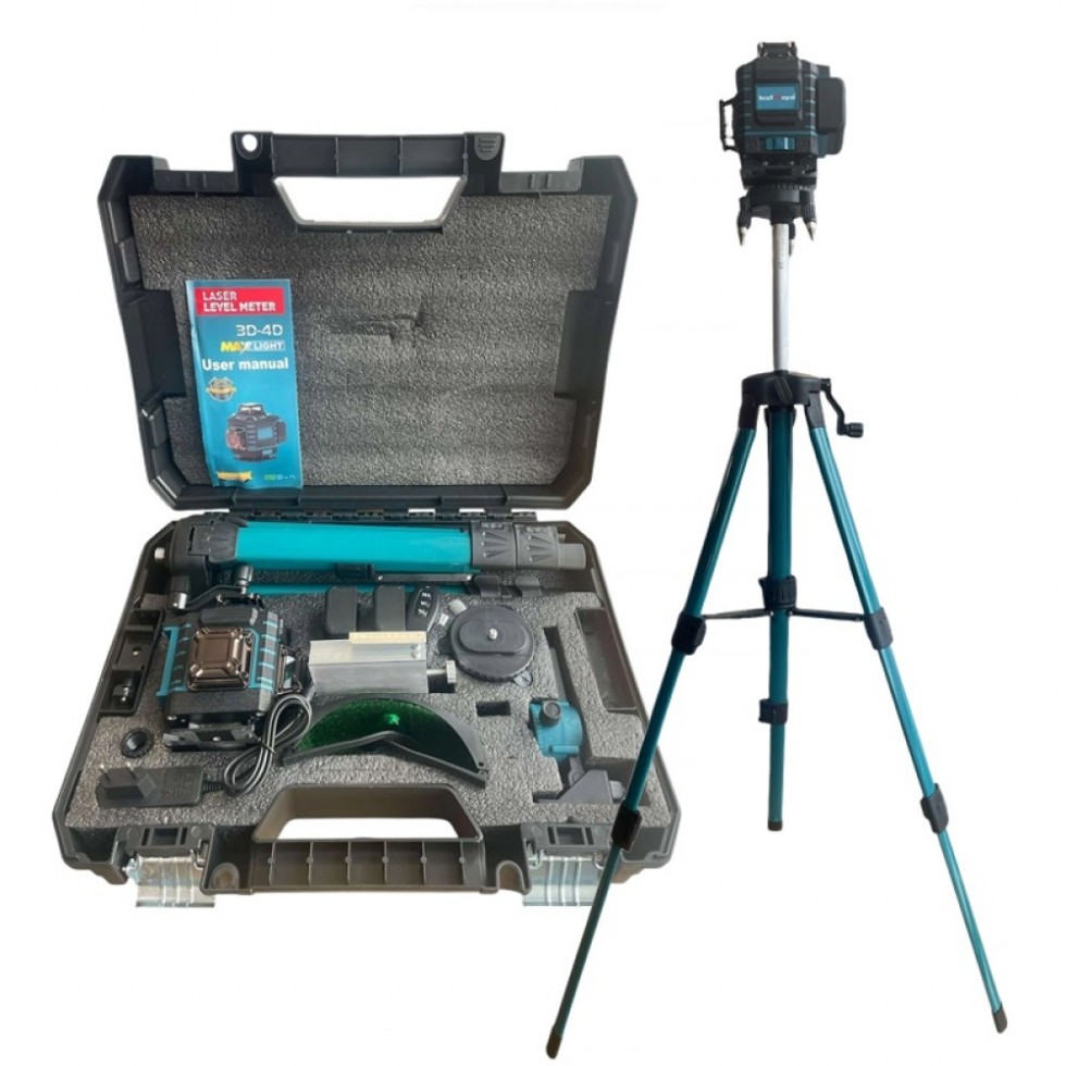 4D Лазерен Нивелир с 16 линии KRAFTROYAL 4Д със сензор индикация на батерия + тринога 4D Лазерен Нивелир с 16 линии KRAFTROYAL 4Д със сензор индикация на батерия + тринога