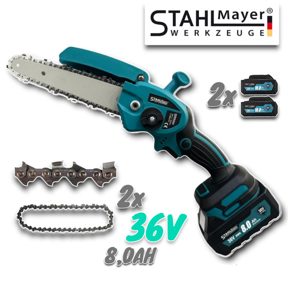 Акумулаторна Резачка за Клони 36V 8,0AH с две вериги Stahl Mayer Акумулаторна Резачка за Клони 36V 8,0AH с две вериги Stahl Mayer