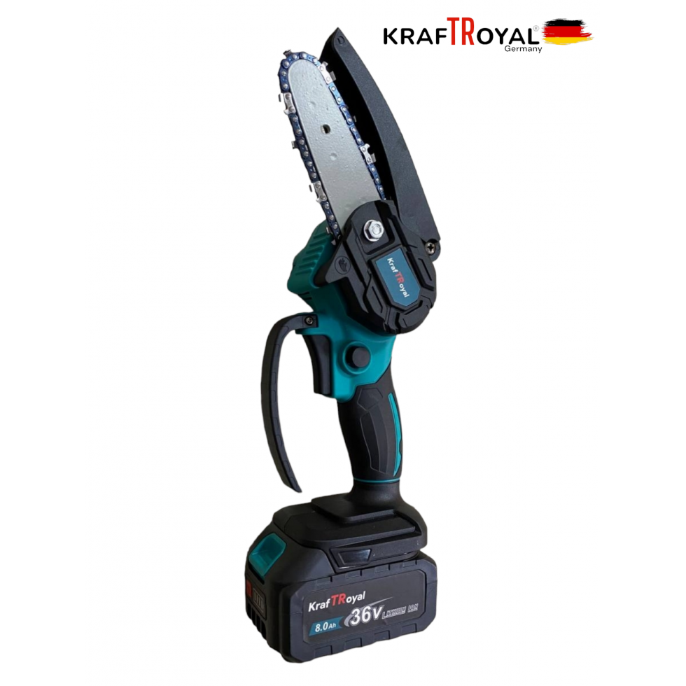 Безжична Резачка за Kлони 10см Шина KraftRoyal 36V 8,0AH Верижен Трион Безжична Резачка за Kлони 10см Шина KraftRoyal 36V 8,0AH Верижен Трион