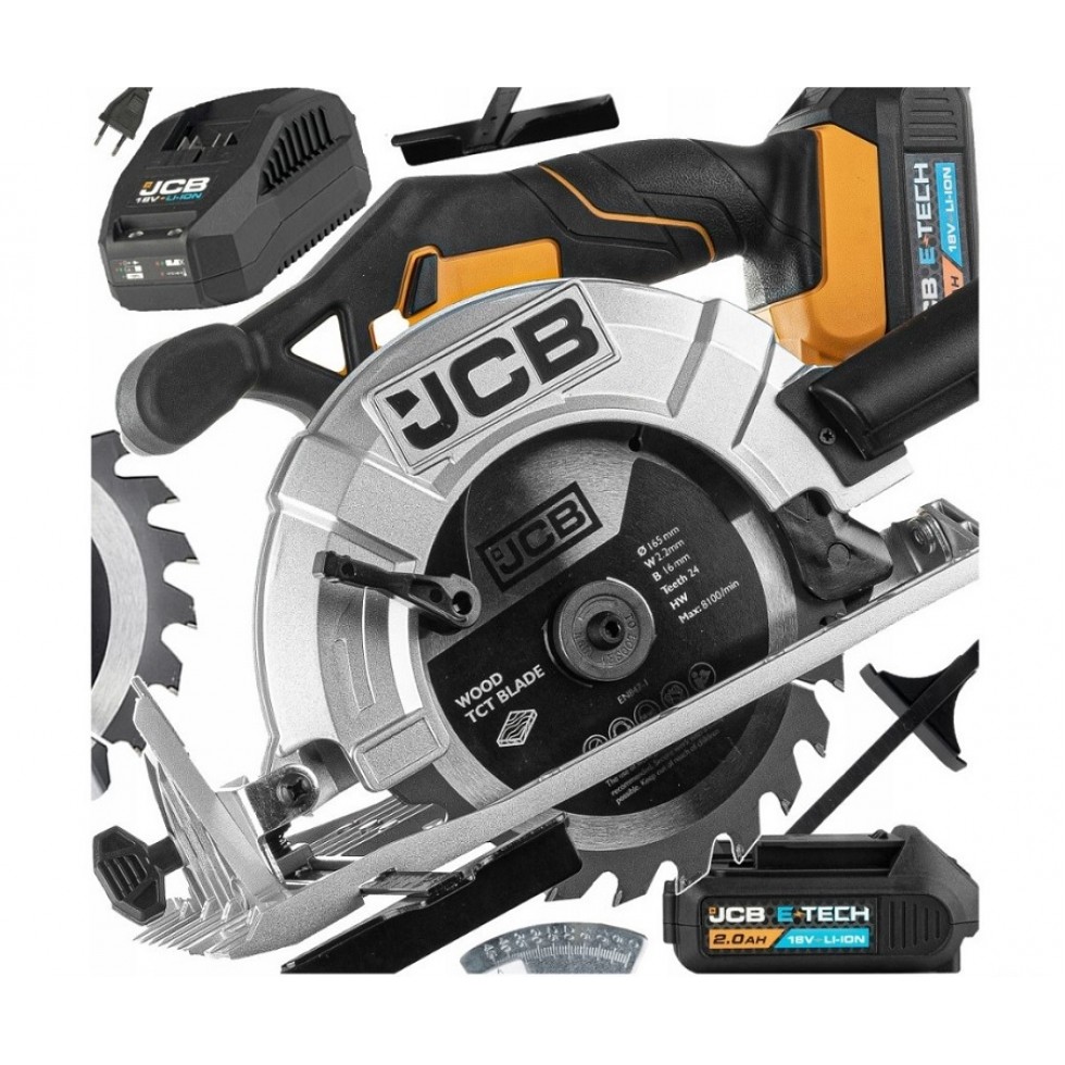 Акумулаторен Циркуляр JCB 18V Циркулярен Трион Ръчен 165мм с батерия и зарядно Акумулаторен Циркуляр JCB 18V Циркулярен Трион Ръчен 165мм с батерия и зарядно