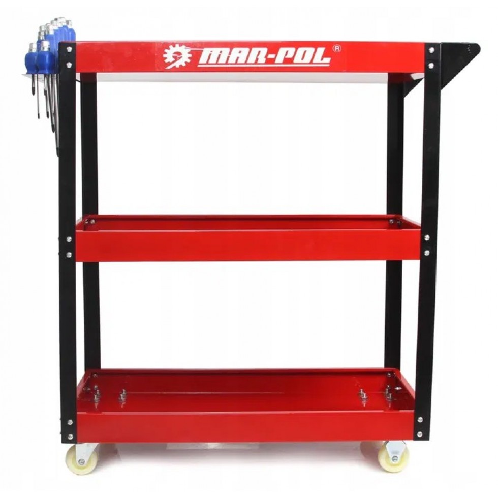Количка за инструменти с 3 рафта и поставка за отвертки MAR POL Количка за инструменти с 3 рафта и поставка за отвертки MAR POL