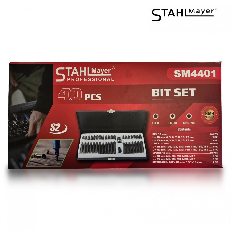 Комплект Битове Накрайници STAHLMAYER SM4401 Hex XZN и Torx 1/2 Комплект Битове Накрайници STAHLMAYER SM4401 Hex XZN и Torx 1/2