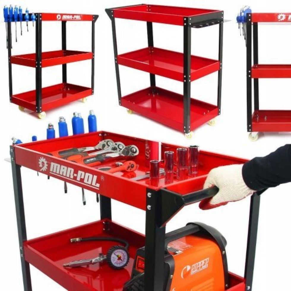 Количка за инструменти с 3 рафта и поставка за отвертки MAR POL Количка за инструменти с 3 рафта и поставка за отвертки MAR POL