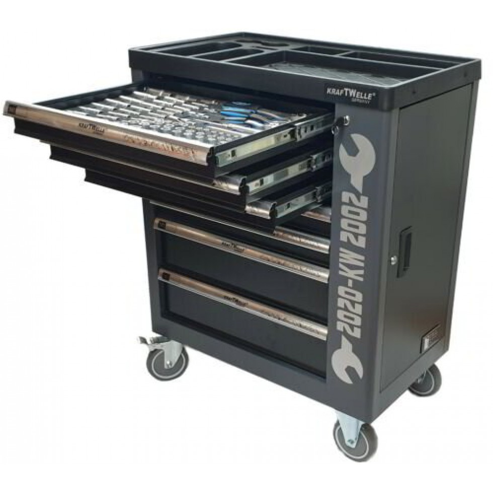 Немска Количка с Инструменти Шкаф с 7 чекмеджета 6 пълни KRAFTWELLE Немска Количка с Инструменти Шкаф с 7 чекмеджета 6 пълни KRAFTWELLE