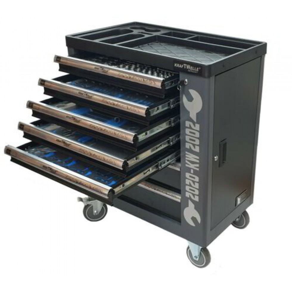 Немска Количка с Инструменти Шкаф с 7 чекмеджета 6 пълни KRAFTWELLE Немска Количка с Инструменти Шкаф с 7 чекмеджета 6 пълни KRAFTWELLE