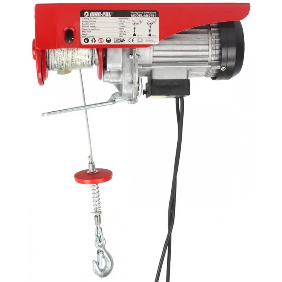 Лебедка Телфер 400/800кг 12 метра 1300W MAR POL Полша Лебедка Телфер 400/800кг 12 метра 1300W MAR POL Полша
