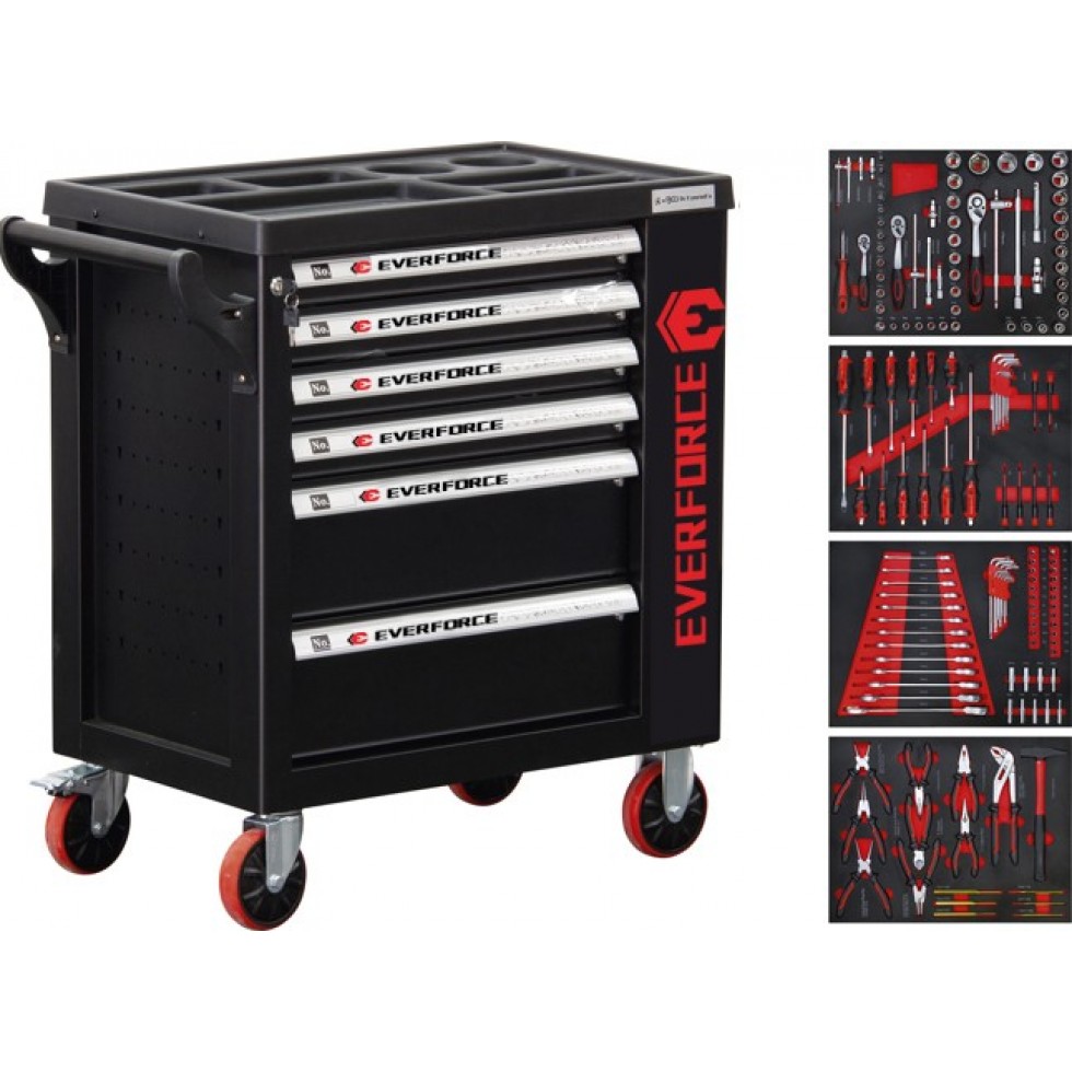 Шкаф с Инструменти с 6 чекмеджета 4 пълни EVERFORCE Шкаф с Инструменти с 6 чекмеджета 4 пълни EVERFORCE