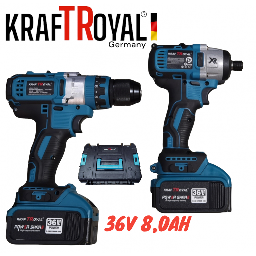 2в1 Акумулаторен Импакт и Винтоверт Безжичен 36V 8,0AH Kraft
